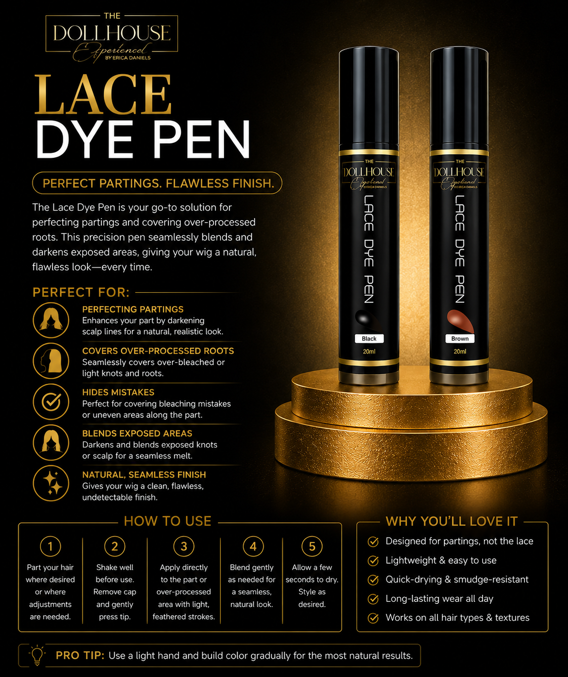 Lace Dye Pen – Black & Brown